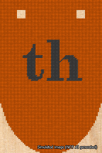 A simulated image of the stitched needlepoint design: Banner 18m Rounded th Black on Orange. Not A.I. generated.