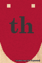 A simulated image of the stitched needlepoint design: Banner 18m Rounded th Black on Red. Not A.I. generated.