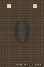 A simulated image of the stitched needlepoint design: Banner 18m Squared 0 Black on Brown. Not A.I. generated.