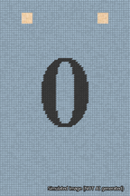 A simulated image of the stitched needlepoint design: Banner 18m Squared 0 Black on Light Blue. Not A.I. generated.