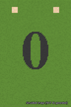 A simulated image of the stitched needlepoint design: Banner 18m Squared 0 Black on Light Green. Not A.I. generated.