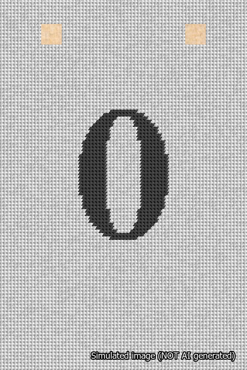 A simulated image of the stitched needlepoint design: Banner 18m Squared 0 Black on White. Not A.I. generated.