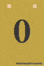 A simulated image of the stitched needlepoint design: Banner 18m Squared 0 Black on Yellow. Not A.I. generated.