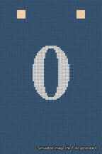 A simulated image of the stitched needlepoint design: Banner 18m Squared 0 White on Blue. Not A.I. generated.