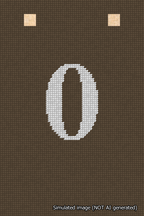 A simulated image of the stitched needlepoint design: Banner 18m Squared 0 White on Brown. Not A.I. generated.
