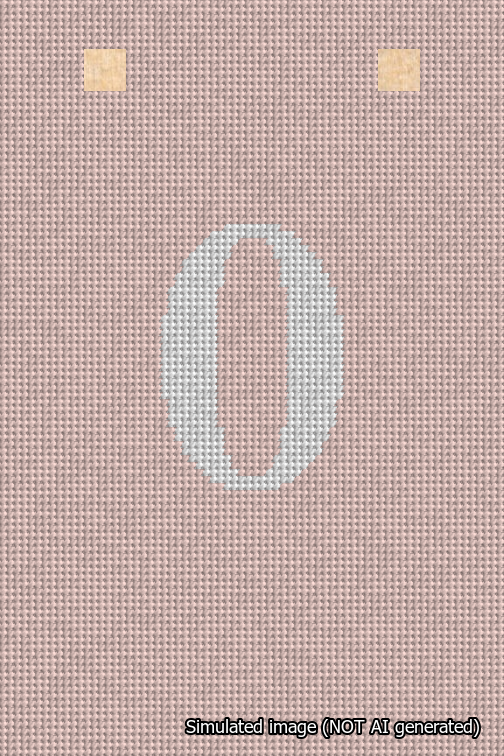 A simulated image of the stitched needlepoint design: Banner 18m Squared 0 White on Pink. Not A.I. generated.
