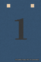 A simulated image of the stitched needlepoint design: Banner 18m Squared 1 Black on Blue. Not A.I. generated.