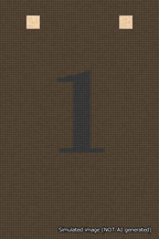 A simulated image of the stitched needlepoint design: Banner 18m Squared 1 Black on Brown. Not A.I. generated.