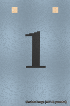 A simulated image of the stitched needlepoint design: Banner 18m Squared 1 Black on Light Blue. Not A.I. generated.