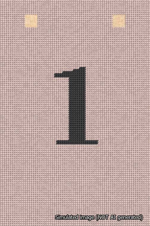 A simulated image of the stitched needlepoint design: Banner 18m Squared 1 Black on Pink. Not A.I. generated.