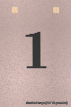 A simulated image of the stitched needlepoint design: Banner 18m Squared 1 Black on Pink. Not A.I. generated.