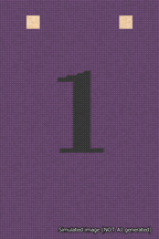 A simulated image of the stitched needlepoint design: Banner 18m Squared 1 Black on Purple. Not A.I. generated.