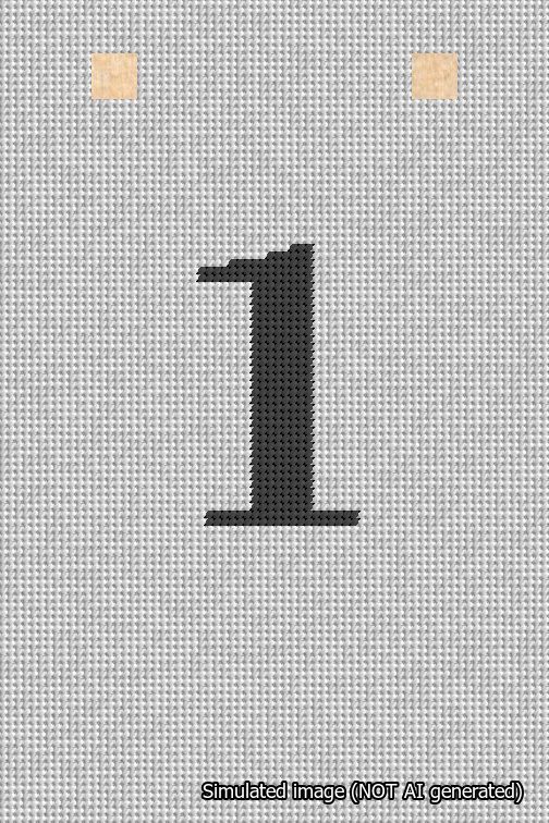 A simulated image of the stitched needlepoint design: Banner 18m Squared 1 Black on White. Not A.I. generated.