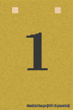 A simulated image of the stitched needlepoint design: Banner 18m Squared 1 Black on Yellow. Not A.I. generated.