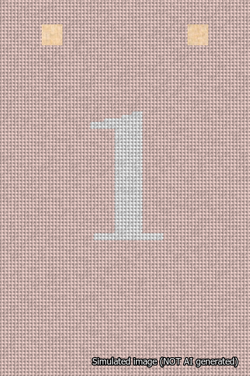 A simulated image of the stitched needlepoint design: Banner 18m Squared 1 White on Pink. Not A.I. generated.
