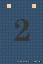A simulated image of the stitched needlepoint design: Banner 18m Squared 2 Black on Blue. Not A.I. generated.