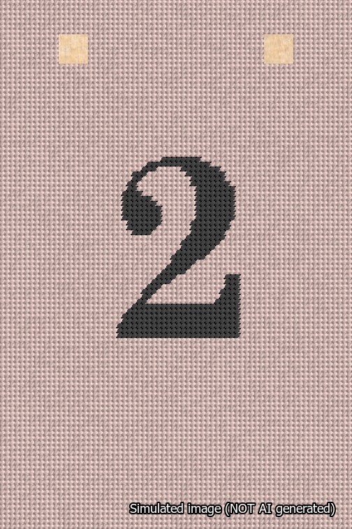A simulated image of the stitched needlepoint design: Banner 18m Squared 2 Black on Pink. Not A.I. generated.