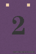 A simulated image of the stitched needlepoint design: Banner 18m Squared 2 Black on Purple. Not A.I. generated.