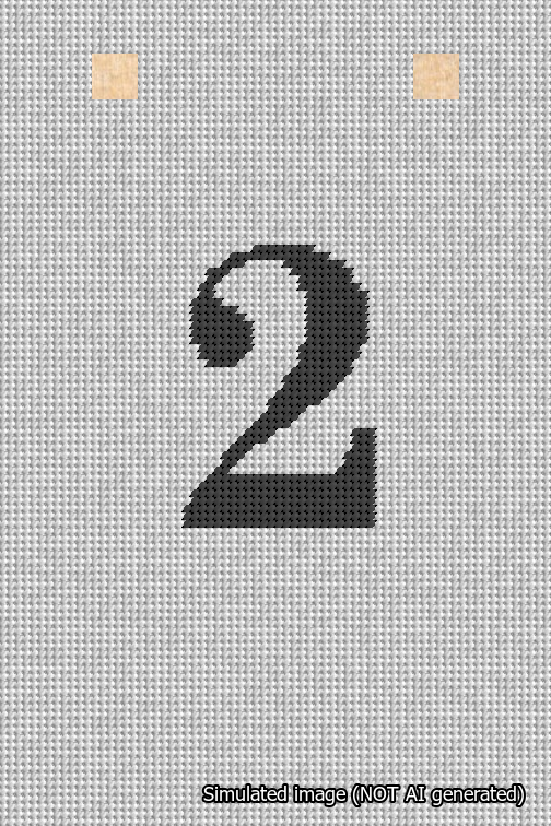 A simulated image of the stitched needlepoint design: Banner 18m Squared 2 Black on White. Not A.I. generated.