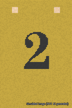 A simulated image of the stitched needlepoint design: Banner 18m Squared 2 Black on Yellow. Not A.I. generated.