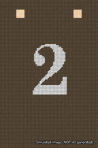 A simulated image of the stitched needlepoint design: Banner 18m Squared 2 White on Brown. Not A.I. generated.