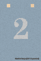 A simulated image of the stitched needlepoint design: Banner 18m Squared 2 White on Light Blue. Not A.I. generated.