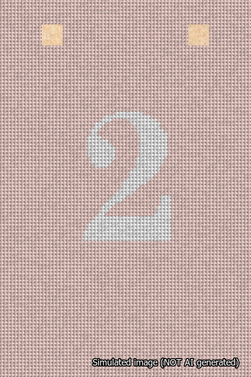 A simulated image of the stitched needlepoint design: Banner 18m Squared 2 White on Pink. Not A.I. generated.