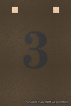 A simulated image of the stitched needlepoint design: Banner 18m Squared 3 Black on Brown. Not A.I. generated.