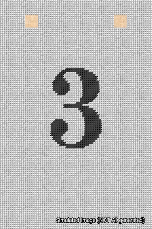 A simulated image of the stitched needlepoint design: Banner 18m Squared 3 Black on White. Not A.I. generated.