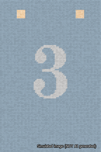 A simulated image of the stitched needlepoint design: Banner 18m Squared 3 White on Light Blue. Not A.I. generated.