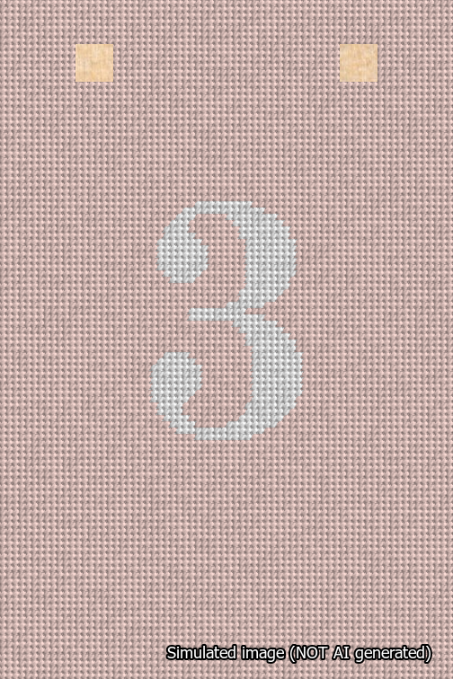 A simulated image of the stitched needlepoint design: Banner 18m Squared 3 White on Pink. Not A.I. generated.