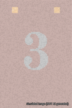 A simulated image of the stitched needlepoint design: Banner 18m Squared 3 White on Pink. Not A.I. generated.