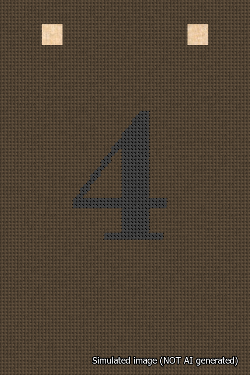 A simulated image of the stitched needlepoint design: Banner 18m Squared 4 Black on Brown. Not A.I. generated.