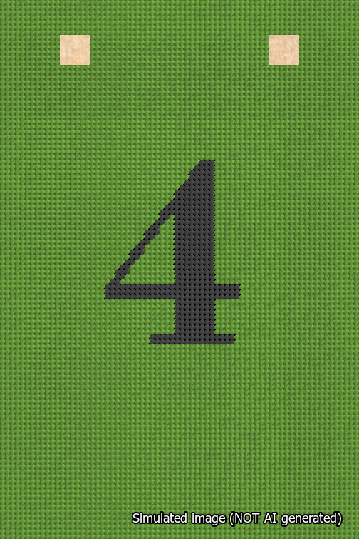 A simulated image of the stitched needlepoint design: Banner 18m Squared 4 Black on Light Green. Not A.I. generated.