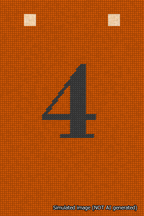 A simulated image of the stitched needlepoint design: Banner 18m Squared 4 Black on Orange. Not A.I. generated.