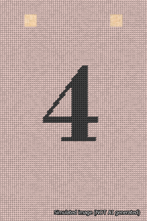 A simulated image of the stitched needlepoint design: Banner 18m Squared 4 Black on Pink. Not A.I. generated.