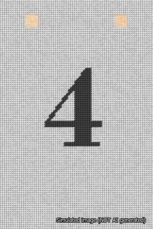 A simulated image of the stitched needlepoint design: Banner 18m Squared 4 Black on White. Not A.I. generated.