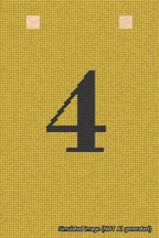 A simulated image of the stitched needlepoint design: Banner 18m Squared 4 Black on Yellow. Not A.I. generated.