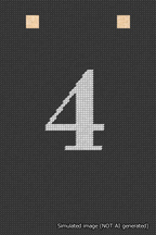 A simulated image of the stitched needlepoint design: Banner 18m Squared 4 White on Black. Not A.I. generated.