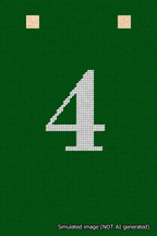 A simulated image of the stitched needlepoint design: Banner 18m Squared 4 White on Green. Not A.I. generated.