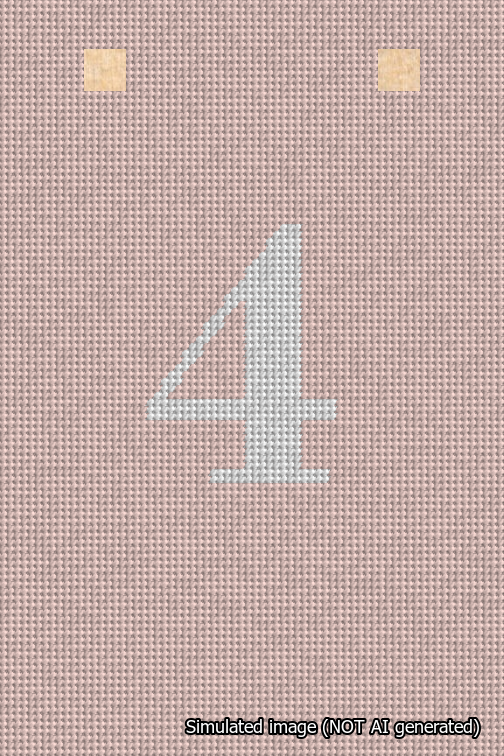 A simulated image of the stitched needlepoint design: Banner 18m Squared 4 White on Pink. Not A.I. generated.