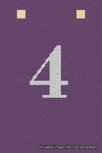 A simulated image of the stitched needlepoint design: Banner 18m Squared 4 White on Purple. Not A.I. generated.