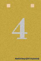 A simulated image of the stitched needlepoint design: Banner 18m Squared 4 White on Yellow. Not A.I. generated.
