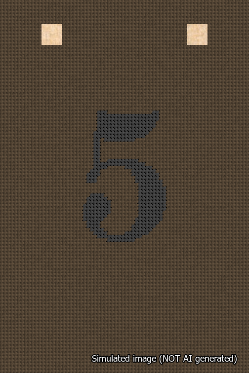 A simulated image of the stitched needlepoint design: Banner 18m Squared 5 Black on Brown. Not A.I. generated.