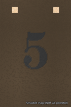 A simulated image of the stitched needlepoint design: Banner 18m Squared 5 Black on Brown. Not A.I. generated.