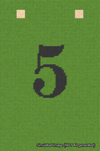 A simulated image of the stitched needlepoint design: Banner 18m Squared 5 Black on Light Green. Not A.I. generated.