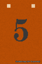 A simulated image of the stitched needlepoint design: Banner 18m Squared 5 Black on Orange. Not A.I. generated.
