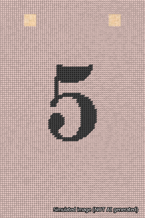 A simulated image of the stitched needlepoint design: Banner 18m Squared 5 Black on Pink. Not A.I. generated.