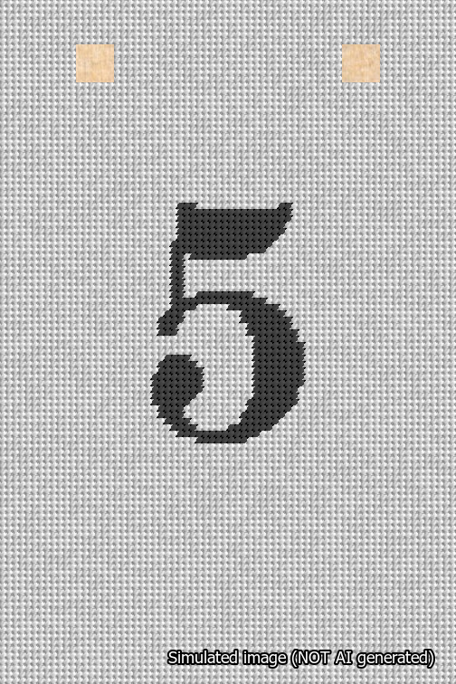 A simulated image of the stitched needlepoint design: Banner 18m Squared 5 Black on White. Not A.I. generated.
