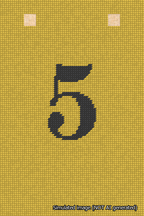 A simulated image of the stitched needlepoint design: Banner 18m Squared 5 Black on Yellow. Not A.I. generated.
